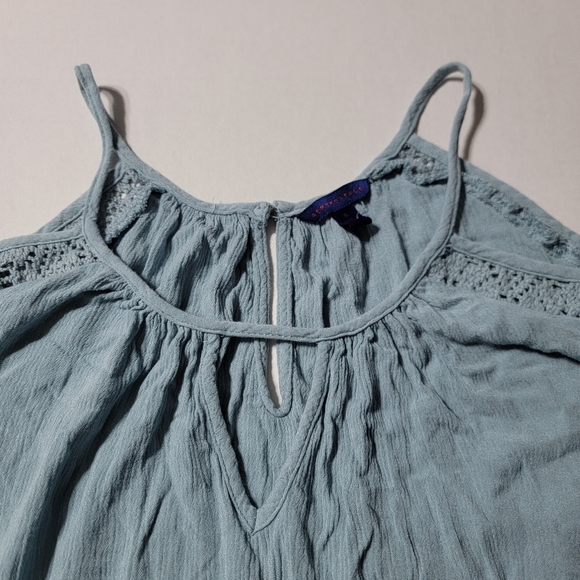 💚 Aeropostle Womens Cold Shoulder Poet Blouse Steel Blue Size Small‎ - Picture 4 of 10